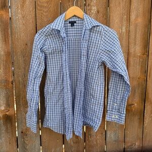 Tommy Hilfiger Boys Blue Plaid Button Down Long Sleeve Shirt Size 16